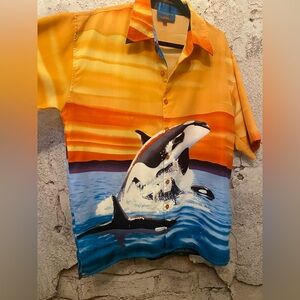 Deep Water Retro Polyester/Silk Whale Shirt